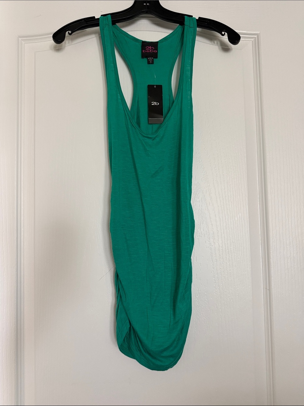 New 2B Bebe Emerald Green Racerback Draped Tank Sz Xs.